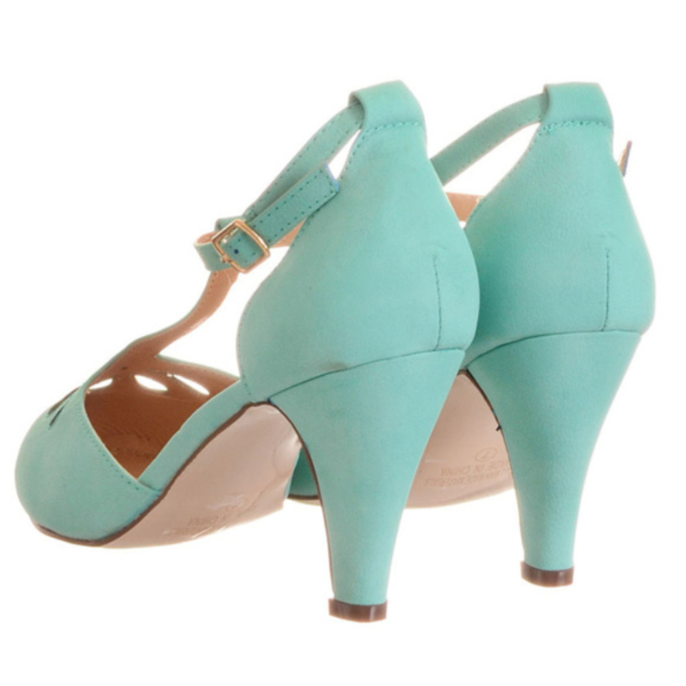 NEW Vintage Pinup T-Strap Heels Pumps Mint Julep - Picture 3 of 5